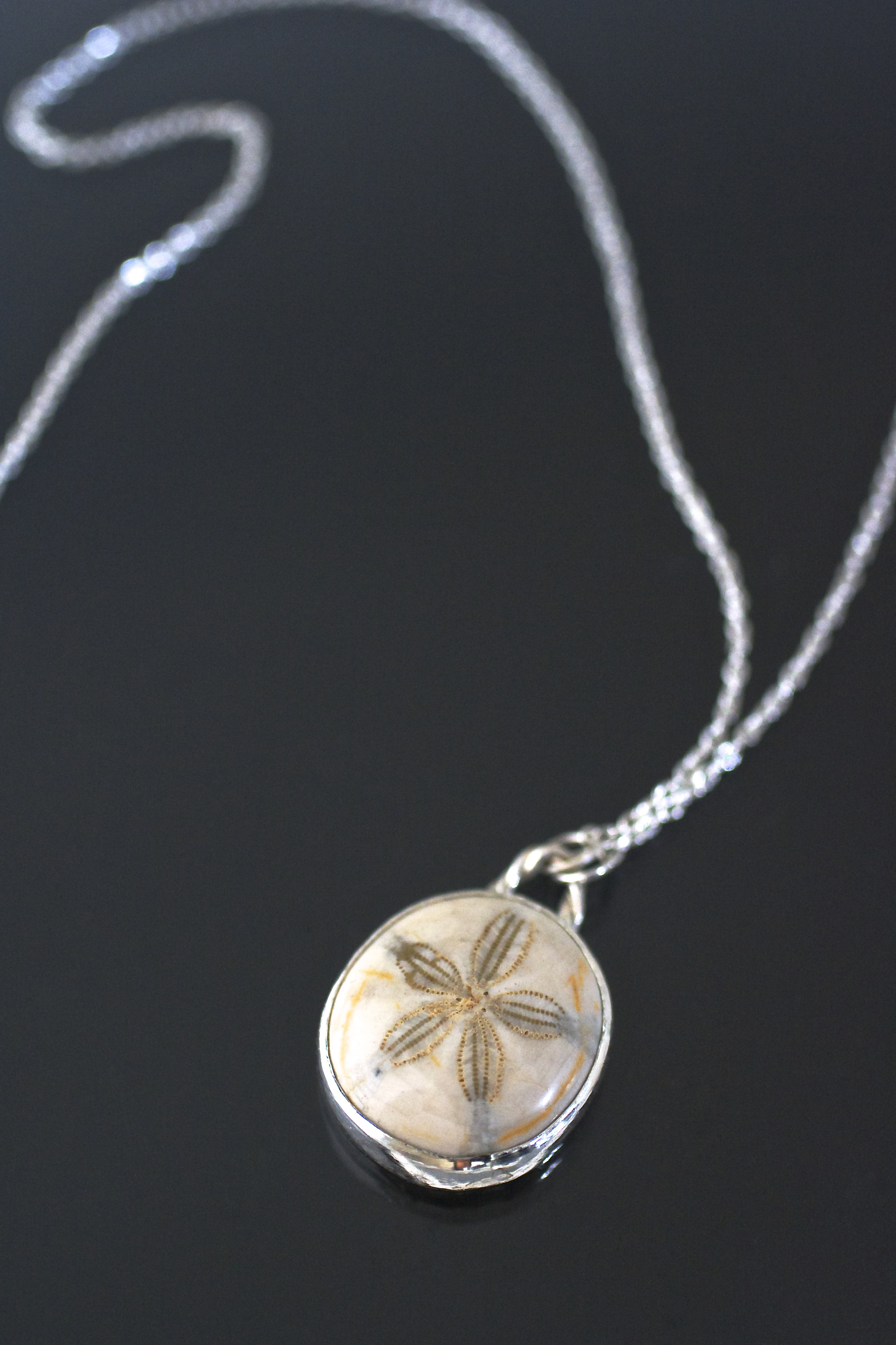 Silver sand dollar necklace - The Silk Purse Guild