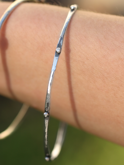 Silver Dot Bangle Bracelet