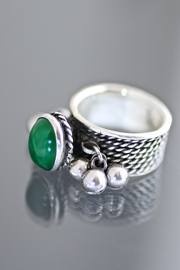 Aventurine Silver Bells Ring - Miche McClendon