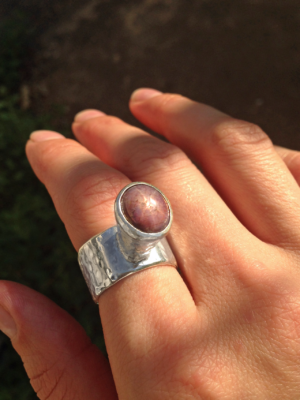 Tall Star Ruby Silver Ring