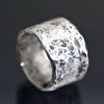 Wide Hammered Silver Ring