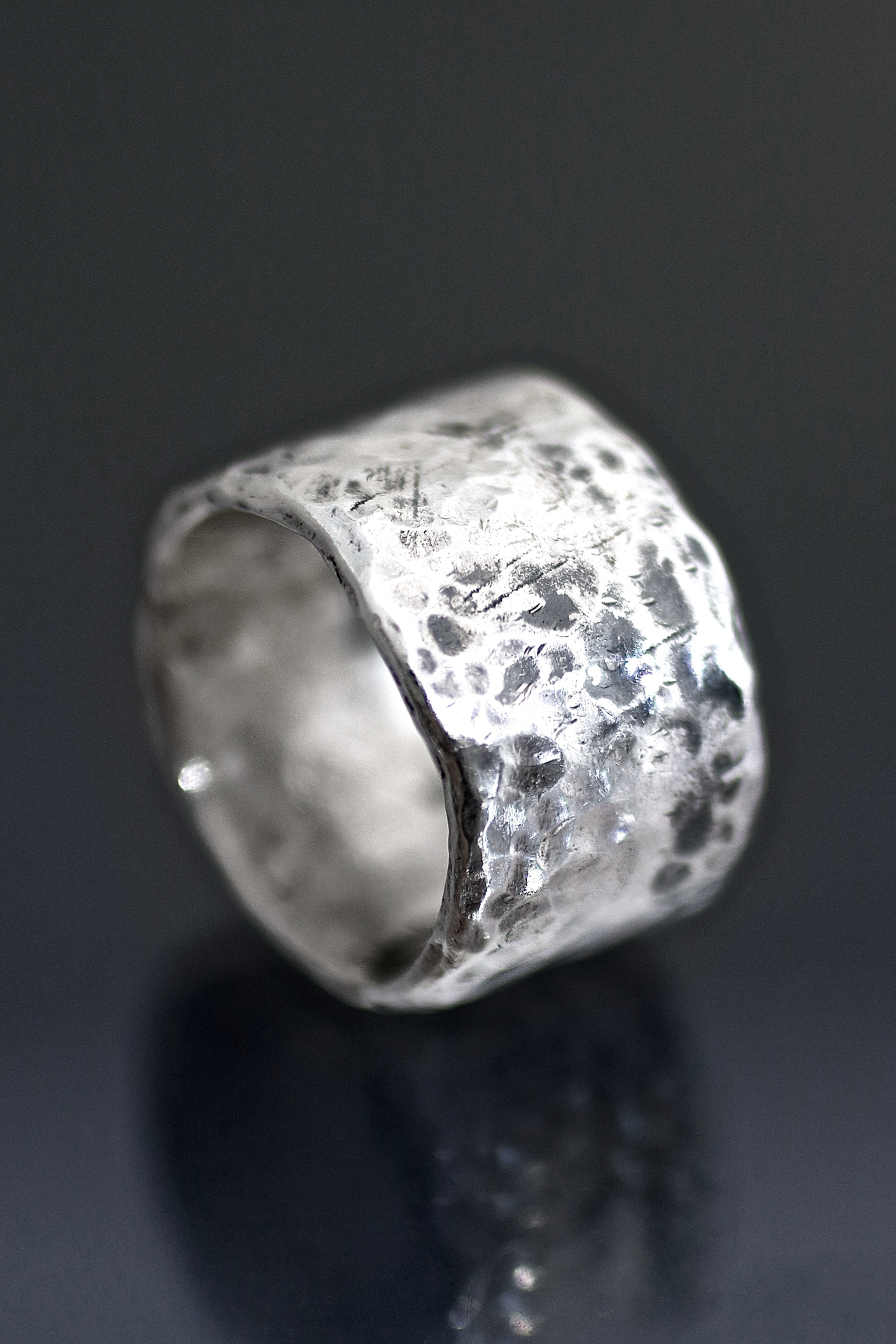 Wide Hammered Silver Ring  Miche McClendon