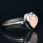 Rose Quartz Heart Silver Ring