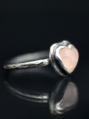 Rose Quartz Heart Silver Ring