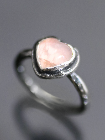 Silver Rose Quartz Heart Ring