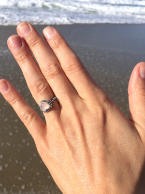 Rose Quartz Heart Silver Ring