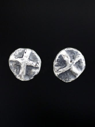 Cross Silver Stud Earrings