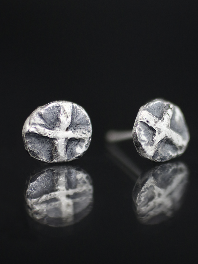 Cross Silver Stud Earrings