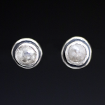 Silver Rose Cut Diamond Stud Earrings
