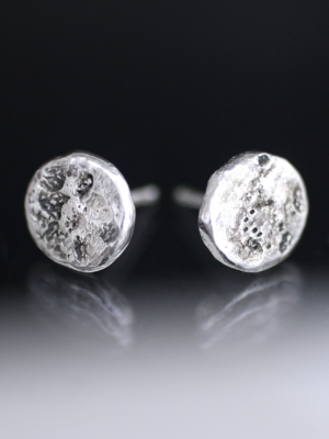 Silver Full Moon Stud Earrings