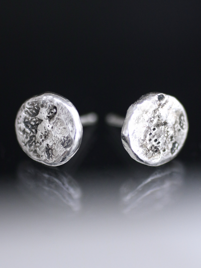 Silver Full Moon Stud Earrings