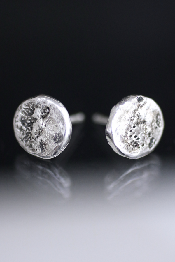 Silver Full Moon Stud Earrings