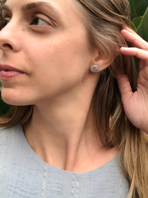 Silver Full Moon Stud Earrings