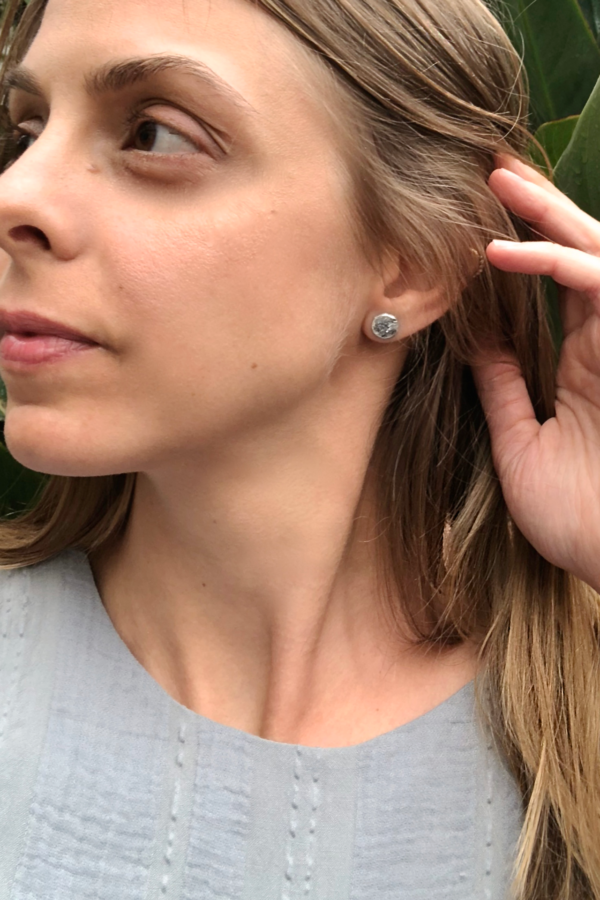 Silver Full Moon Stud Earrings