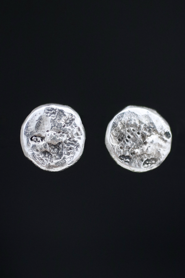 Silver Full Moon Stud Earrings