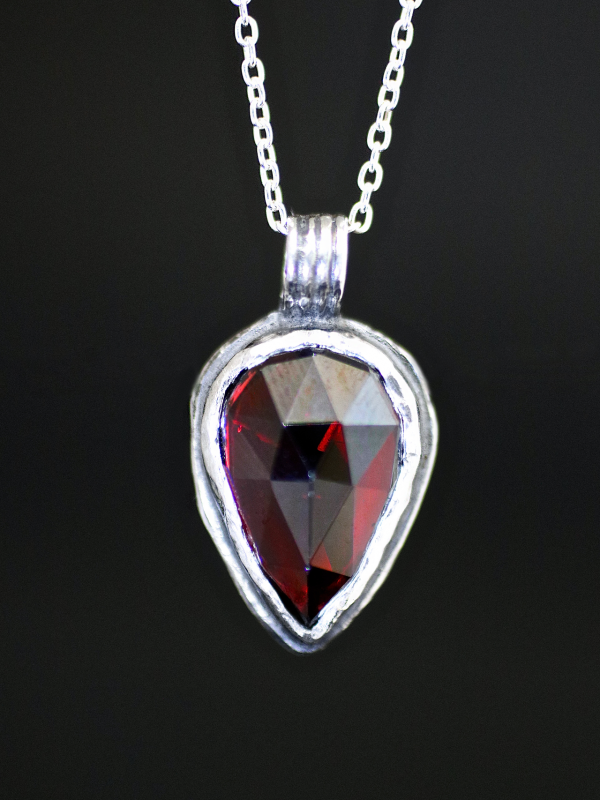 Garnet Talisman Silver Necklace