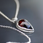Garnet Silver Amulet Necklace