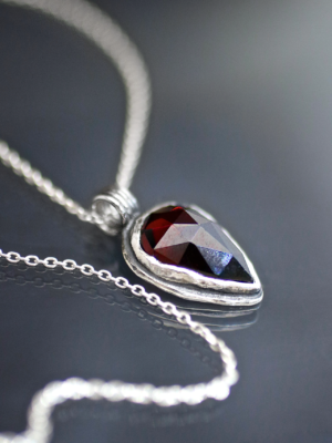 Garnet Talisman Silver Necklace