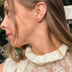 Rose Cut Smokey Quartz Silver Stud Earrings