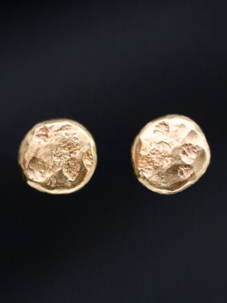 Gold Full Moon Stud Earrings