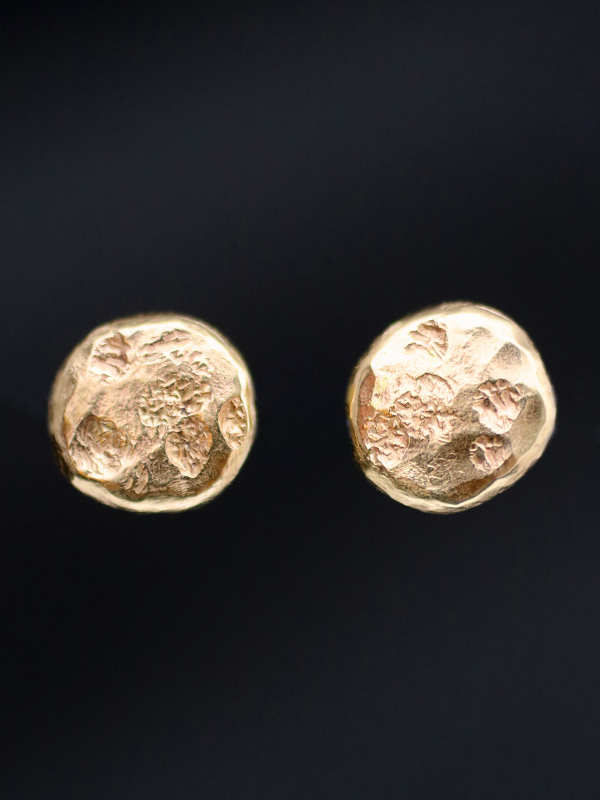 Gold Full Moon Stud Earrings