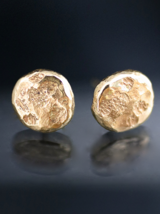 Gold Full Moon Stud Earrings