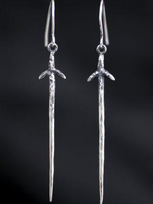 Silver Long Sword Earrings