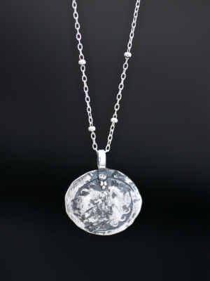 Long Silver Wave Coin Necklace