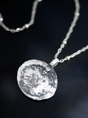 Long Silver Wave Coin Necklace