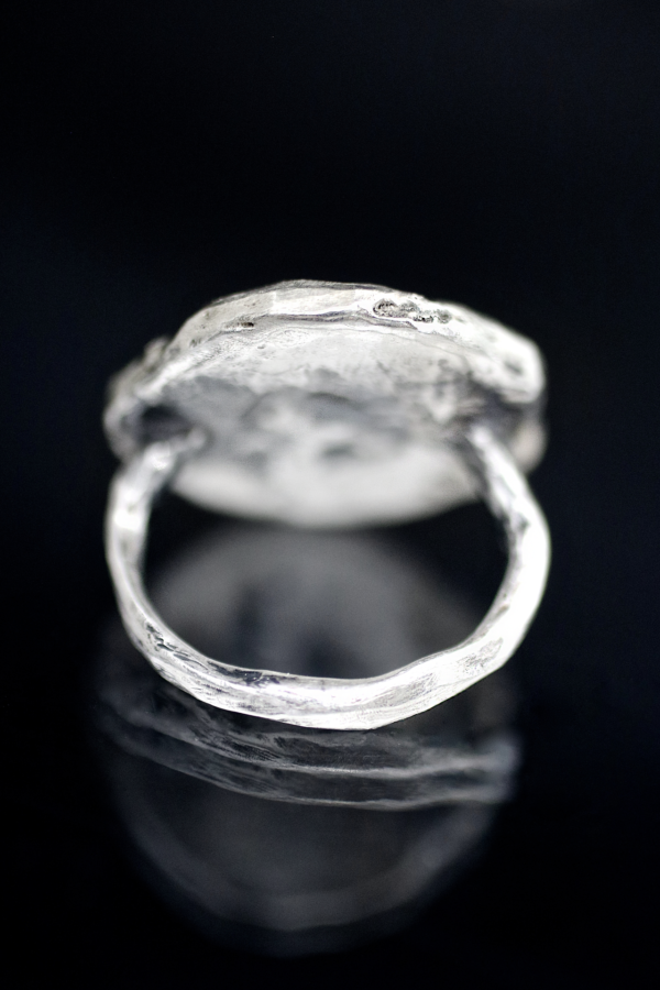 Silver Lunar Rock Ring
