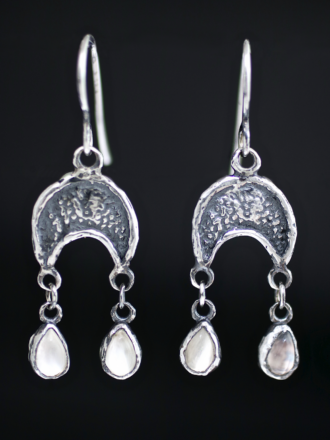 Winter Moon Silver Moonstone Earrings