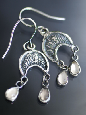 Cold Moon Silver Moonstone Earrings