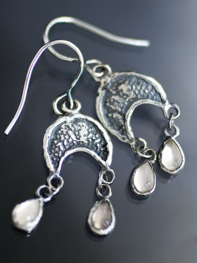 Winter Moon Silver Moonstone Earrings