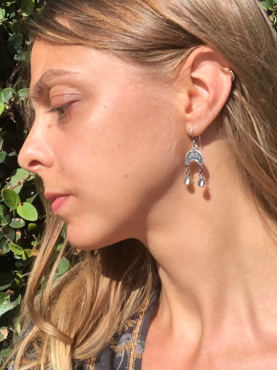 Winter Moon Silver Moonstone Earrings