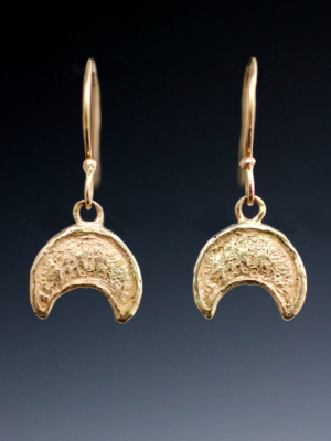 Ancient Gold Crescent Moon Earrings