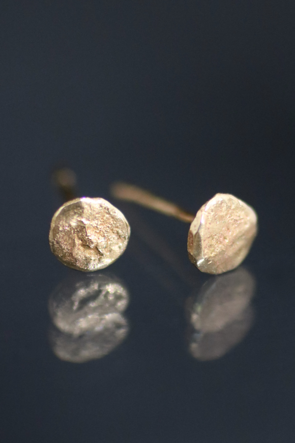 Gold Mini Full Moon Stud Earrings