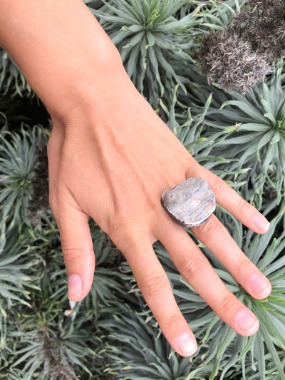 Silver Moonscape Druzy Ring