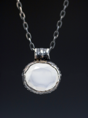 White Moonstone Silver Amulet Necklace
