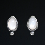 Moonstone Drop Silver Stud Earrings