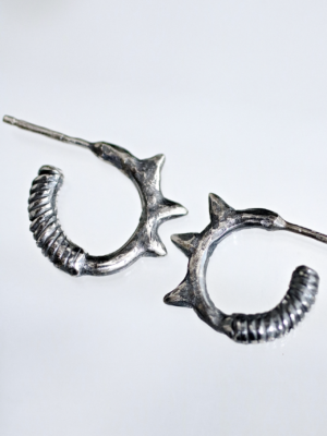 Thorn and Vine Silver Hoop Earrings