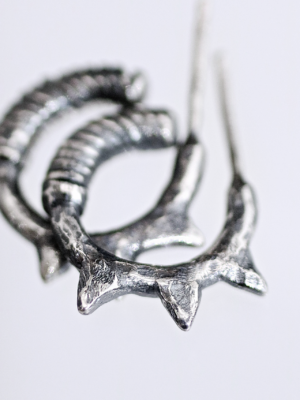 Thorn and Vine Silver Hoop Earrings