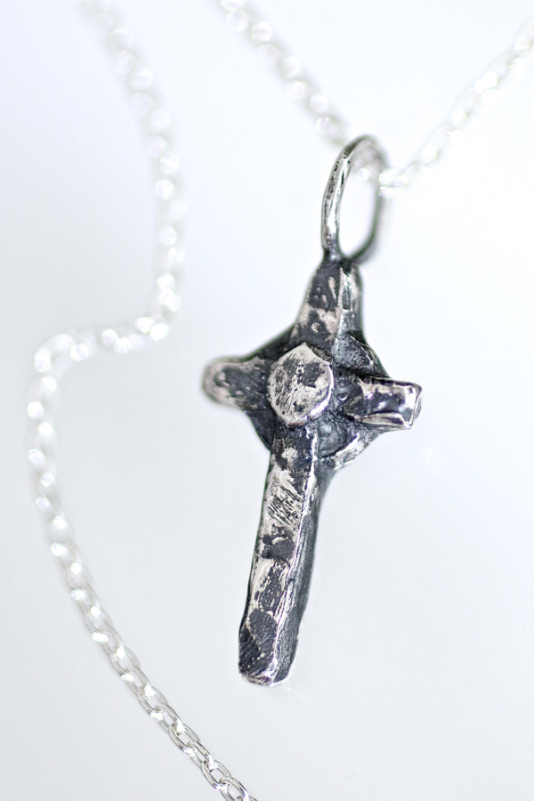 Silver King Arthur Cross Necklace