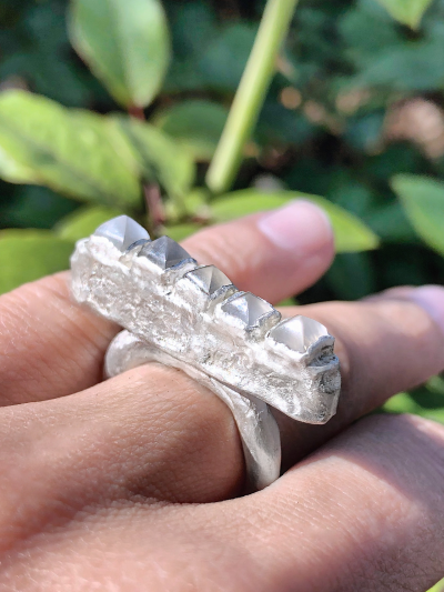 Silver Moon Pyramids Ring