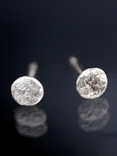 Silver Mini Full Moon Stud Earrings