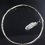 Quartz Crystal Silver Bangle Bracelet