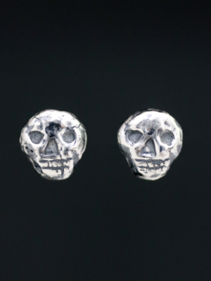 Colonial Skull Silver Stud Earrings