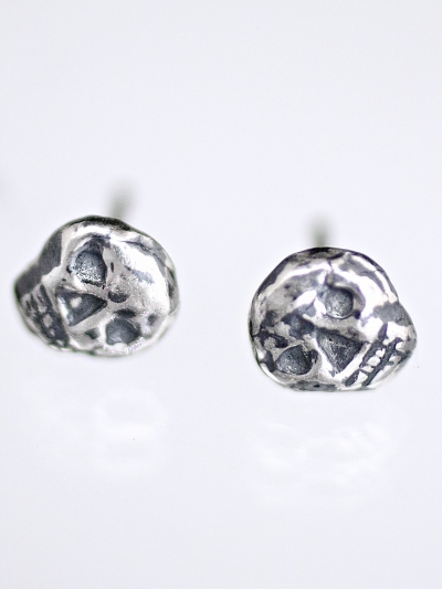 Colonial Skull Silver Stud Earrings