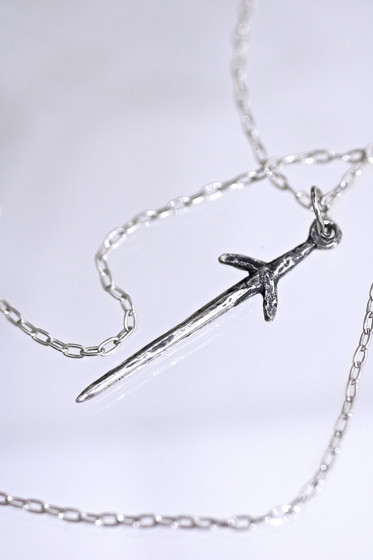 Crystal Sword Necklace - Silver Dagger