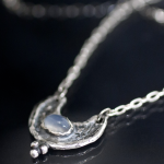 Silver Crescent Moonstone Necklace