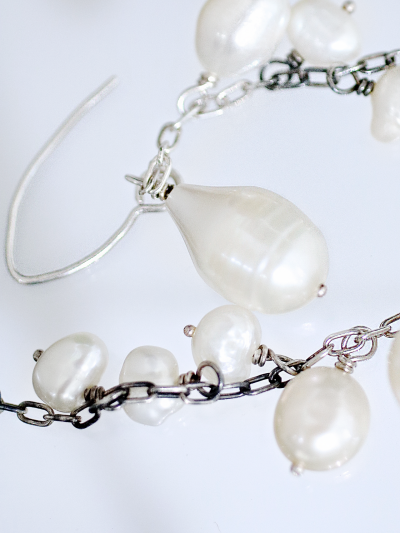 Pearl Mermaid Silver Earrings